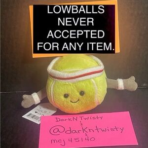 RETIRED 1 BNWT JELLYCAT AMUSEABLE TENNIS BALL ADORABLE PLUSH